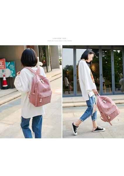 Yeni Okul Çantası Kadın Kore Versiyonu Yuansu Ulzzang Lise Öğrencisi Kişiselleştirilmiş Kadife Kolej Tarzı Sırt Çantası Kadın Sırt Çantası (Yurt Dışından) fiyatları