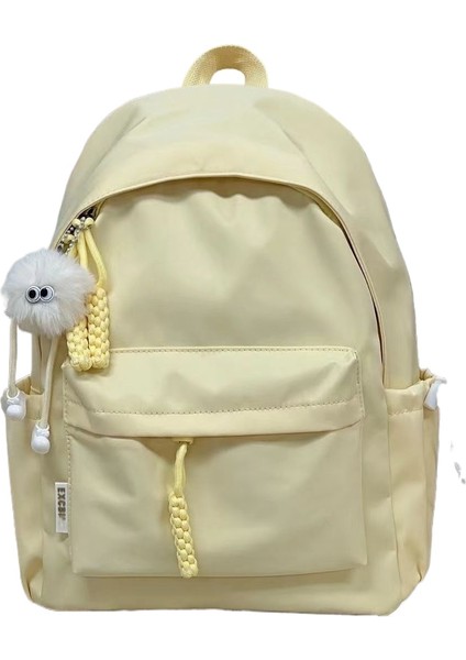 Yeni Japon Ins Kampüs Rahat Katı Renkli Okul Çantası Basit ve Çok Yönlü Hafif Sırt Çantası Lise Üniversite Öğrencisi Sırt Çantası Beyaz Beyaz (Yurt Dışından)