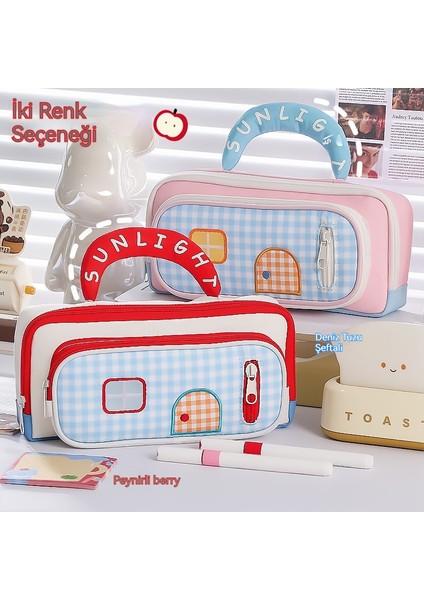 Yeni Taşınabilir Dopamin Küçük Ev Ins Tarzı Yüksek Görünümlü Kalem Çantası Yüksek Görünümlü Büyük Kapasiteli Kırtasiye Saklama Çantası Kırtasiye Kutusu (Yurt Dışından) fiyatları