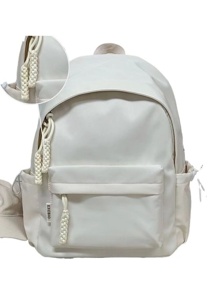 Yeni Japon Ins Kampüs Rahat Katı Renkli Okul Çantası Basit ve Çok Yönlü Hafif Sırt Çantası Lise Üniversite Öğrencisi Sırt Çantası Beyaz Beyaz (Yurt Dışından)