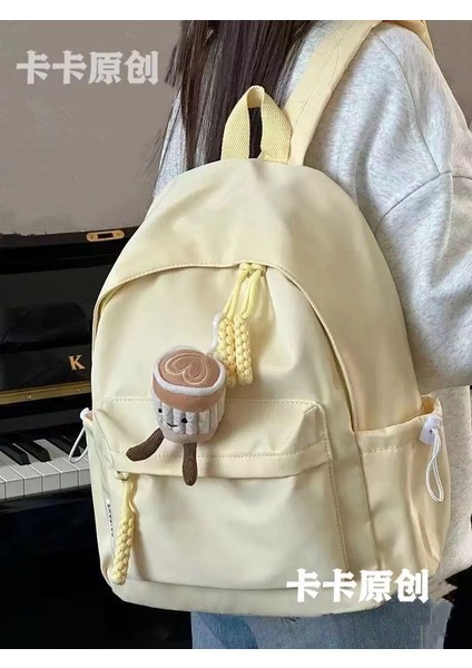 Yeni Japon Ins Kampüs Rahat Katı Renkli Okul Çantası Basit ve Çok Yönlü Hafif Sırt Çantası Lise Üniversite Öğrencisi Sırt Çantası Beyaz Beyaz (Yurt Dışından) fiyatları