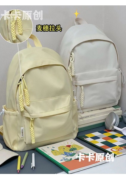 Yeni Japon Ins Kampüs Rahat Katı Renkli Okul Çantası Basit ve Çok Yönlü Hafif Sırt Çantası Lise Üniversite Öğrencisi Sırt Çantası Beyaz Beyaz (Yurt Dışından) fırsatları