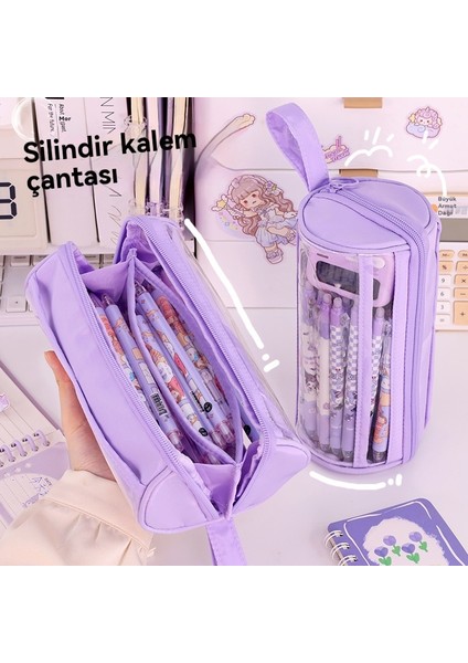 Yeni Okul Sezonu Yeni Silindirik Şeffaf Kalem Kutusu Yüksek Görünümlü Çok Fonksiyonlu Ilkokul ve Ortaokul Öğrencileri Kalem Kutusu Büyük Kapasiteli Kırtasiye Kutusu (Yurt Dışından) fırsatları