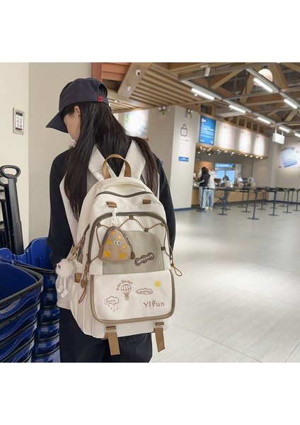 Kadın Ortaokul ve Lise Öğrencileri Için Yeni Yüksek Görünümlü Büyük Kapasiteli Okul Çantası Baskılı Nakış Renk Eşleştirme Sevimli Omuz Çok Yönlü Sırt Çantası (Yurt Dışından) fiyatları