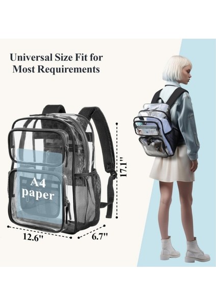 Üniversite Çalışması Için Yeni Büyük Şeffaf Çift Omuz Ağır Hizmet Pvc Şeffaf Sırt Çantası (Yurt Dışından) fiyatları