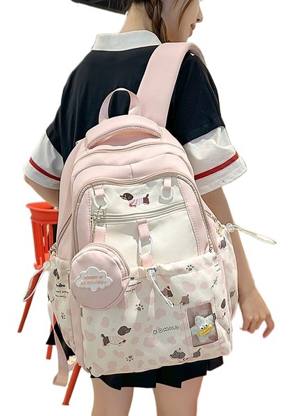 Kız Ortaokul ve Lise Öğrencileri Için Okul Çantası Sevimli Yüksek Görünümlü Karikatür Baskılı Sırt Çantası 2025 (Yurt Dışından)