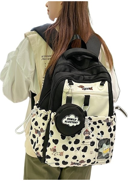 Kız Ortaokul ve Lise Öğrencileri Için Okul Çantası Sevimli Yüksek Görünümlü Karikatür Baskılı Sırt Çantası 2025 (Yurt Dışından)