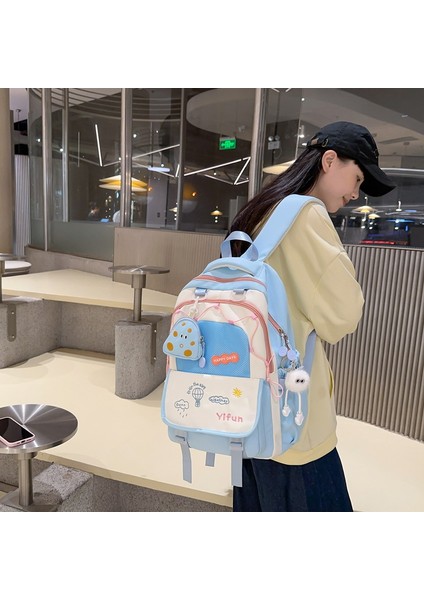 Kadın Ortaokul ve Lise Öğrencileri Için Yeni Yüksek Görünümlü Büyük Kapasiteli Okul Çantası Baskılı Nakış Renk Eşleştirme Sevimli Omuz Çok Yönlü Sırt Çantası (Yurt Dışından) modelleri