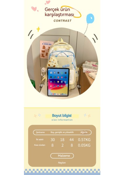 Kadın Ortaokul ve Lise Öğrencileri Için Yeni Yüksek Görünümlü Büyük Kapasiteli Okul Çantası Baskılı Nakış Renk Eşleştirme Sevimli Omuz Çok Yönlü Sırt Çantası (Yurt Dışından) fırsatları