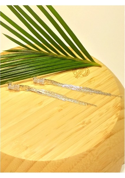 Lüks Gümüş Renk Taşlı Abiye Küpe