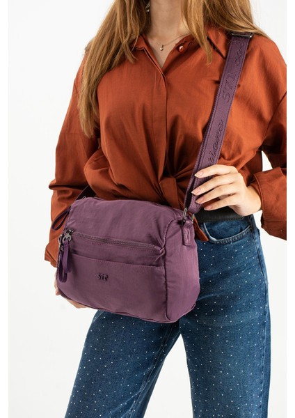 Yumuşak Dokulu Ultra Hafif, Esnek ve Su Geçirmez Polyamid Kumaş Omuz Çantası Mor Model: (571-13-14C) indirimleri