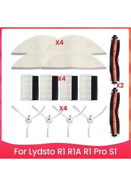 Lydsto R1, R1A, R1 Pro, S1 Parçaları Aksesuarları Ana Fırça Yan Fırça Hepa Filtre Paspas Bezi Değişimi (Yurt Dışından)