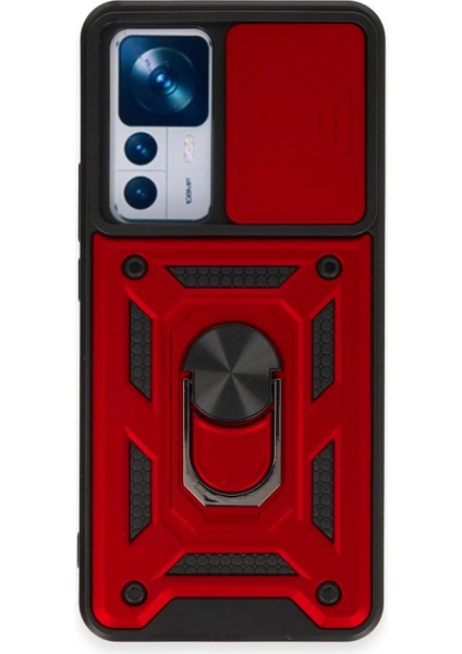 Xiaomi Mi 12T Pro Kılıf Pars Lens Yüzüklü Silikon - Kırmızı