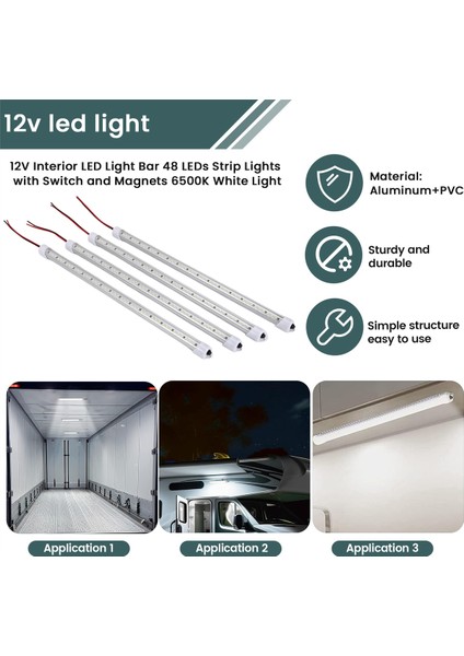 12V Iç LED Işık Çubuğu 48 Leds Strıte Işıkları Ile Sağlık ve Msahtetler 6500K Beyaz Işık Araç Van Rv Ile Fik (Yurt Dışından) indirimleri
