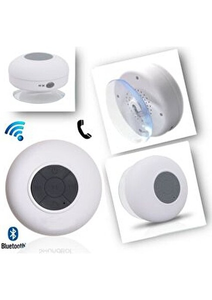 Su Geçirmez Mini Bluetooth Duş Hoparlörü 10 W Beyaz Renkli Kullanım Kolaylığı