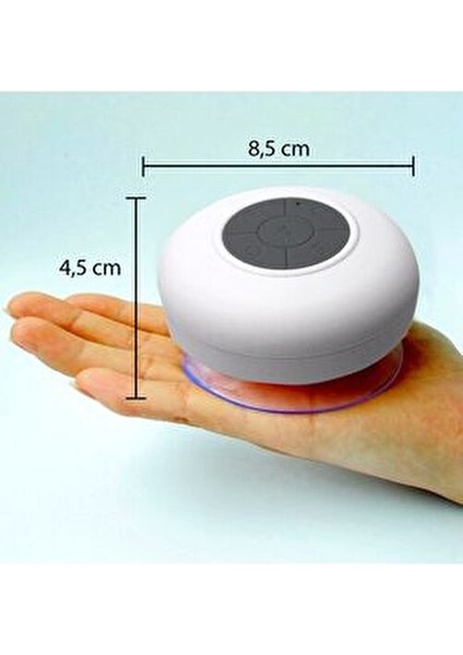 Su Geçirmez Mini Bluetooth Duş Hoparlörü 10 W Beyaz Renkli Kullanım Kolaylığı