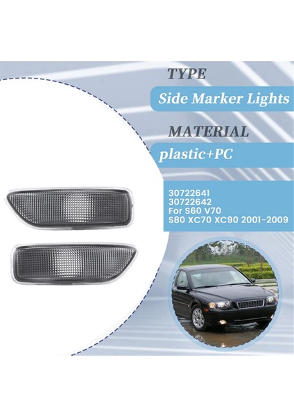 1paır Araç Yan Işaretçi Işığı 30722641 Volvo S60 V70 S80 XC70 XC90 2001-2009 Fender Dönüş Sinyal Lambası Işığı (Yurt Dışından) modelleri