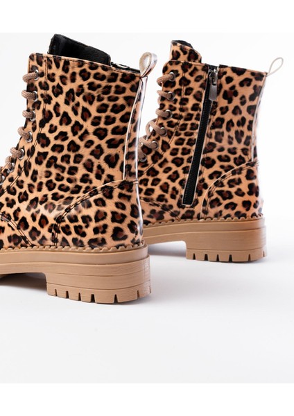 2121-356 Parlak Leopar Bağcıklı Fermuarlı Günlük Kadın Bot indirimleri