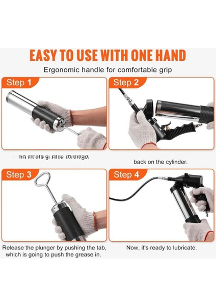 6000 Psı Yağ Gres Ağır Hizmet Kılavuzu 400CC Kapasite Hortum Nozul ile Arabalar Suv Kamyon Ekskavator (Yurt Dışından) indirimleri