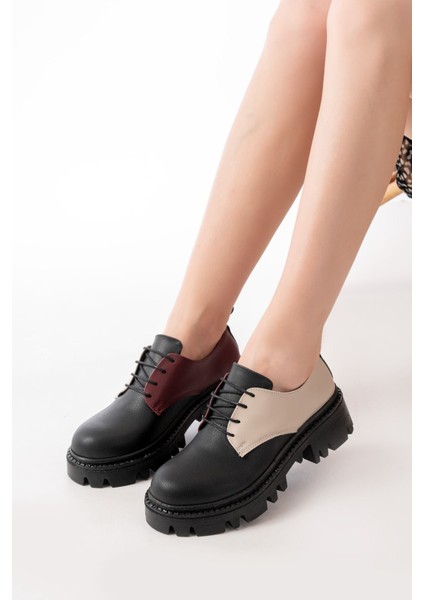 868-754 Siyah Garni Bağcıklı Günlük Yüksek Tabanlı Loafer Ayakkabı fiyatları