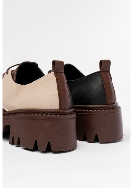 868-754 Kahverengi Garni Bağcıklı Günlük Yüksek Tabanlı Loafer Ayakkabı indirimleri