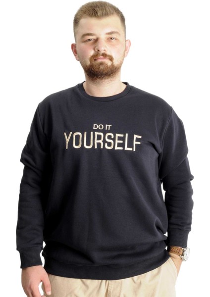 Mode Xl Büyük Beden Erkek Sweat Bisyaka Do It Yourself 23168 Lacivert