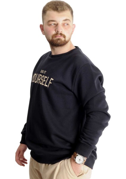 Mode Xl Büyük Beden Erkek Sweat Bisyaka Do It Yourself 23168 Lacivert fiyatları