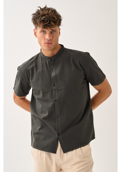 Erkek Yazlık Hakim Yaka Kısa Kol Düğmeli Rahat Kalıp %100 Pamuk Gömlek E212-24 fiyatları
