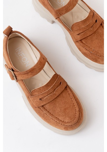 745-771 Taba Süet Kadın Günlük Yüksek Tabanlı Loafer Ayakkabı fırsatları