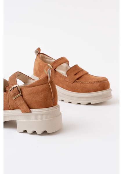 745-771 Taba Süet Kadın Günlük Yüksek Tabanlı Loafer Ayakkabı indirimleri