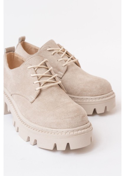 868-754 Bej Süet Bağcıklı Günlük Yüksek Tabanlı Loafer Ayakkabı fırsatları