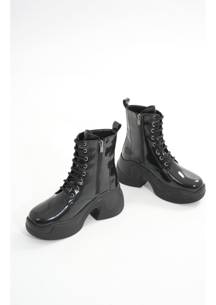 FZ-2550 Siyah Rugan Yüksek Tabanlı Bağcıklı Fermuarlı Günlük Kadın Bot fırsatları