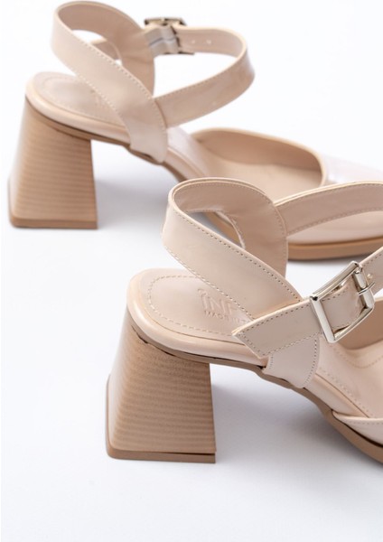 İNF-40450 Bej Rugan Günlük Arkası Açık Topuklu Bayan Ayakkabı fiyatları