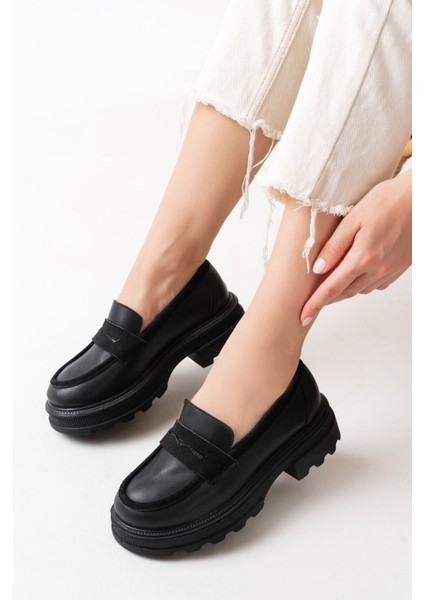 746-759 Siyah Günlük Yüksek Tabanlı Loafer Ayakkabı fiyatları