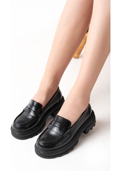 746-759 Siyah Rugan Günlük Yüksek Tabanlı Loafer Ayakkabı fiyatları