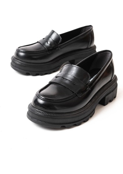 746-759 Siyah Rugan Günlük Yüksek Tabanlı Loafer Ayakkabı fırsatları