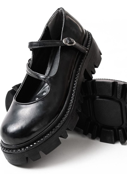 868-756 Siyah Rugan Günlük Yüksek Tabanlı Loafer Ayakkabı modelleri