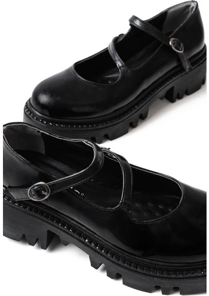 868-756 Siyah Rugan Günlük Yüksek Tabanlı Loafer Ayakkabı indirimleri