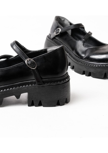 868-756 Siyah Rugan Günlük Yüksek Tabanlı Loafer Ayakkabı