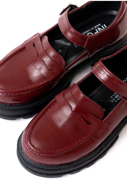 745-771 Bordo Rugan Kadın Günlük Yüksek Tabanlı Loafer Ayakkabı fırsatları