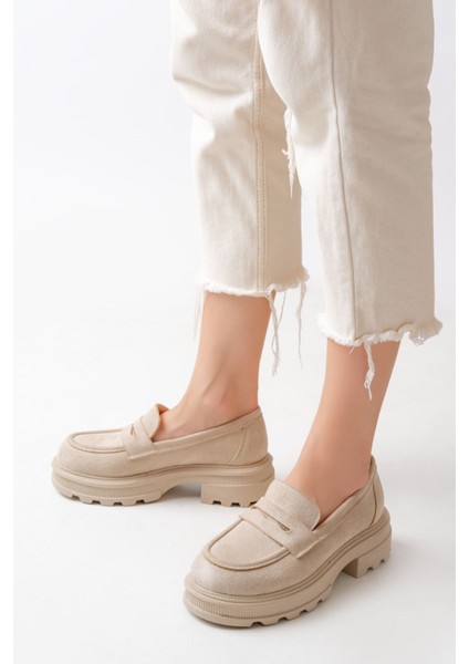 746-759 Bej Süet Günlük Yüksek Tabanlı Loafer Ayakkabı modelleri