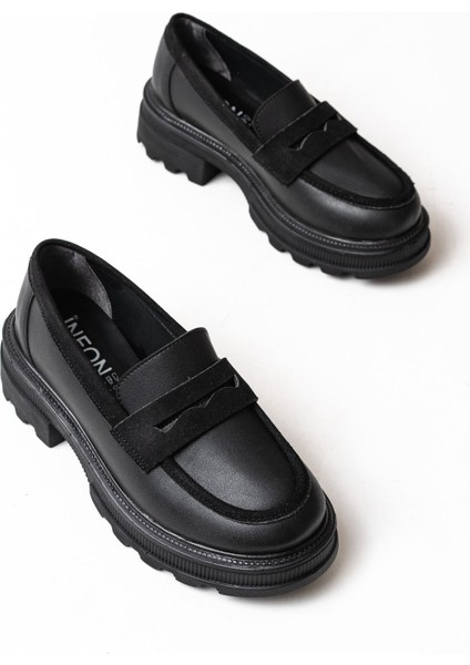 746-759 Siyah Günlük Yüksek Tabanlı Loafer Ayakkabı indirimleri