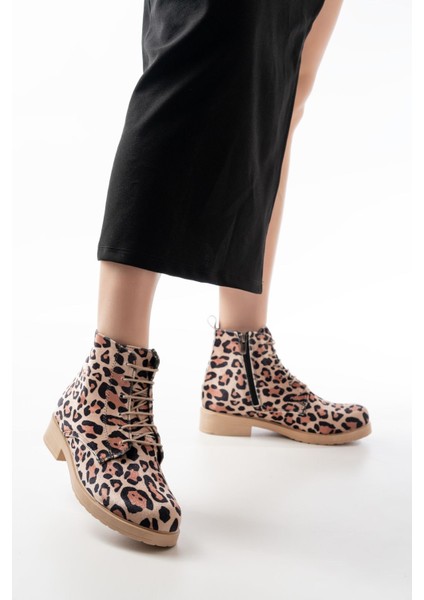 165-225 Leopar Bağcıklı Fermuarlı Günlük Kadın Bot fiyatları