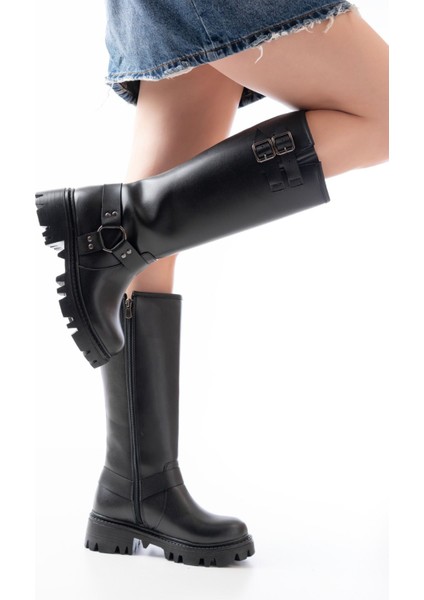 868-3026 Siyah Toka Aksesuarlı Fermuarlı Günlük Kadın Çizme fiyatları