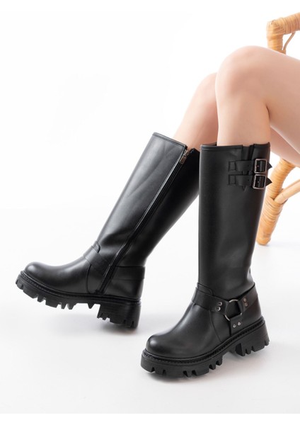 868-3026 Siyah Toka Aksesuarlı Fermuarlı Günlük Kadın Çizme fırsatları