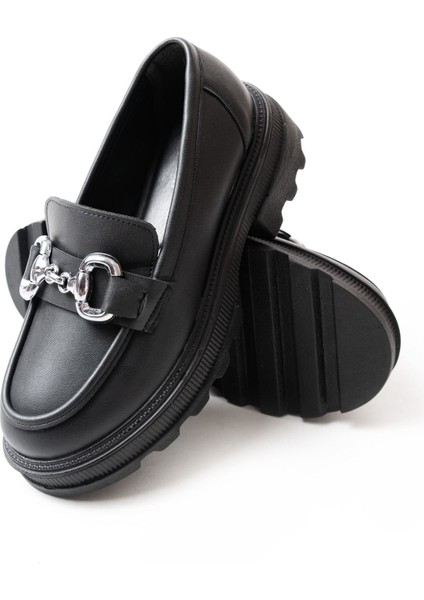 745-773 Siyah Günlük Yüksek Tabanlı Loafer Ayakkabı indirimleri