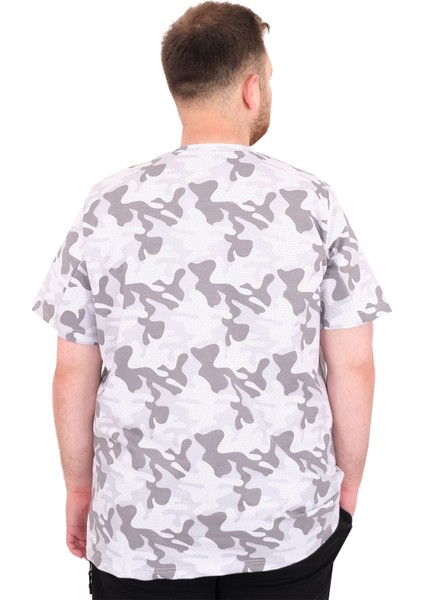 Mode Xl Büyük Beden Erkek T-Shirt Bisiklet Yaka Dore U25034 Siyah Kamuflaj fırsatları