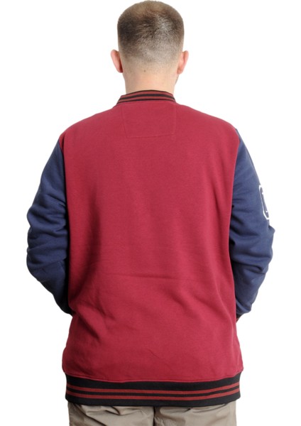 Mode Xl Büyük Beden Erkek Kolej Mont Fermuarlı Ceket Reputatıon 23634 Bordo fırsatları