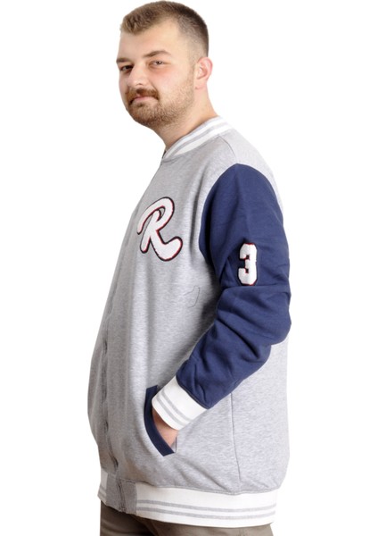 Mode Xl Büyük Beden Erkek Kolej Mont Fermuarlı Nakışlı Ceket 23633 Grimelanj fiyatları