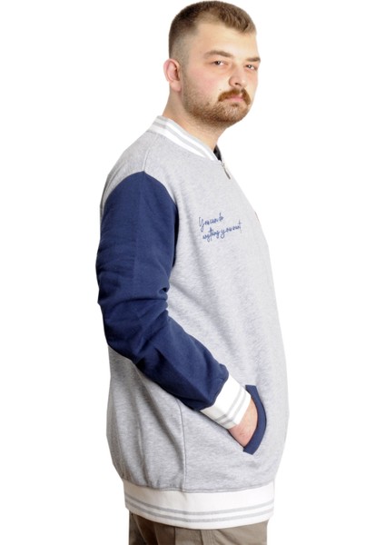 Mode Xl Büyük Beden Erkek Kolej Mont Fermuarlı Nakışlı Ceket 23633 Grimelanj modelleri